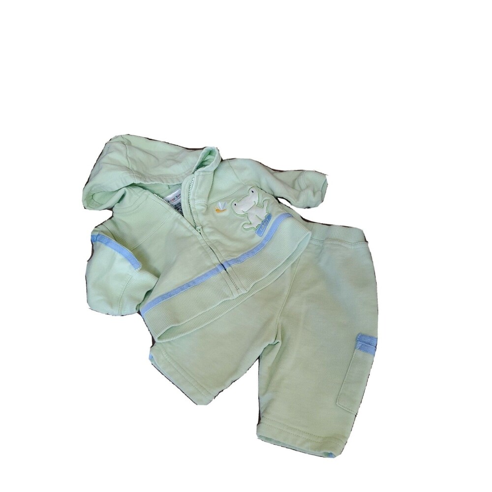 Baby 3 month pants and hooded matching jacket frog green
